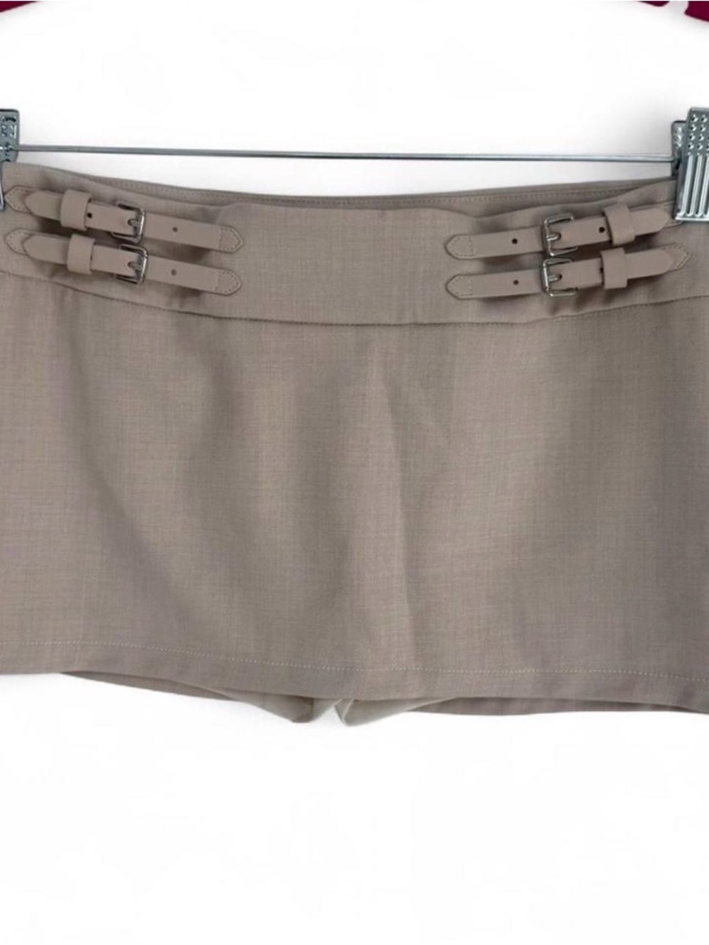 SHEIN Taupe Double-Buckle High-Waist Skort